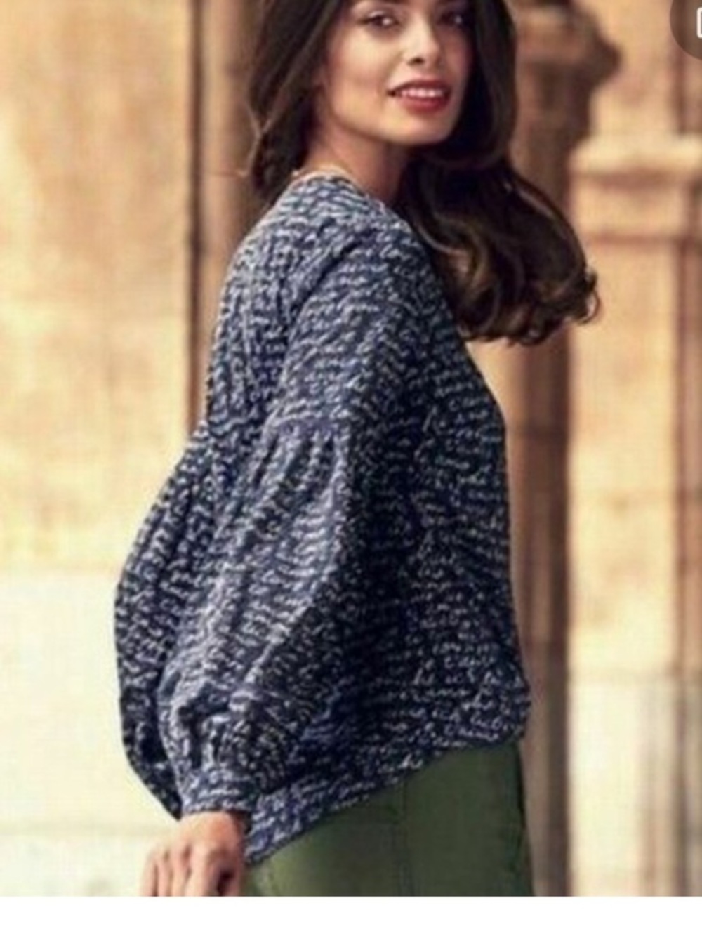 CAbi Te Amo Navy Blue LOVE Print Top